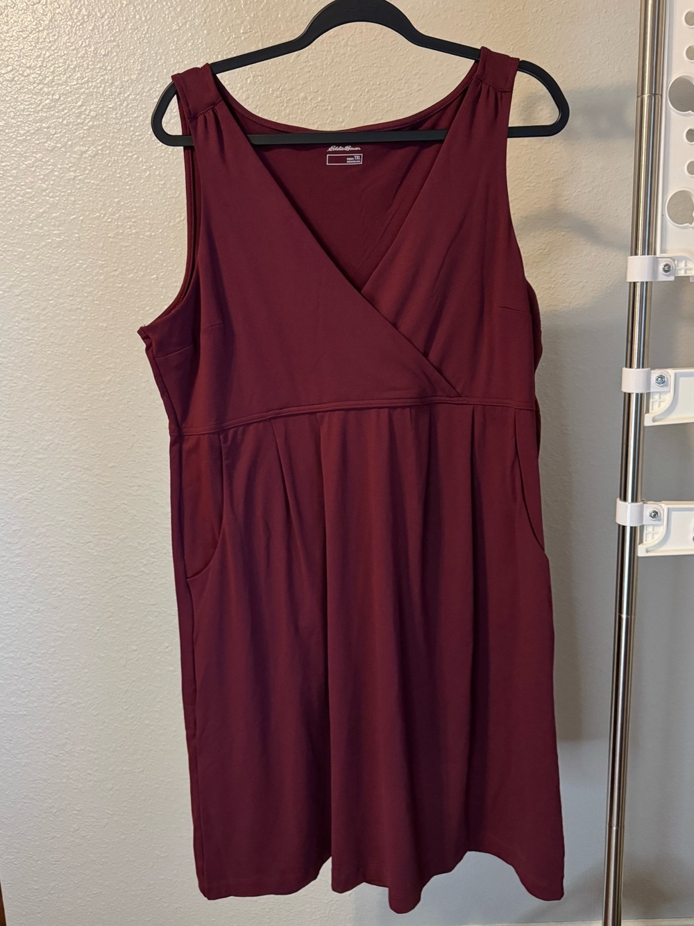 Eddie Bauer Sleeveless Burgundy Wrap-Front Women's Athletic Dress